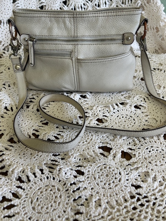 Clarks Handbags - Clarks Light Gray Pebbled Leather Crossbody Bag